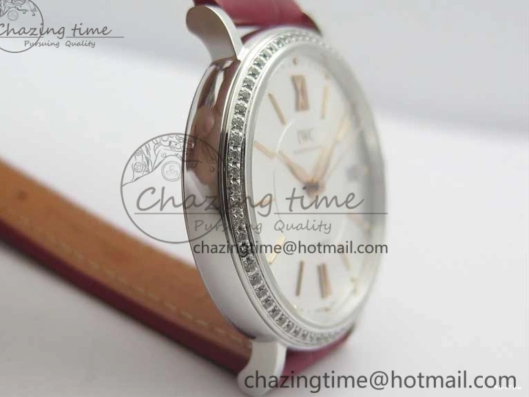 MIROTIME 0215 Portofino Automatic 37 SS M+F 1:1 Best Edition Silver Dial RG Markers on Red Crocodile Strap A Reliable 7154